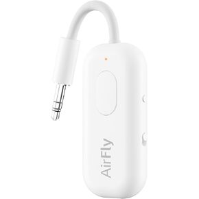 AirFly Pro 2 – Bluetooth Adapter for Airplane, Pair 2 AirPods or Wireless Headphones – 3.5mm AUX Bluetooth Transmitter and Receiver for Cars, Boats, Treadmills, TVs & More – Airplane Travel Essentials