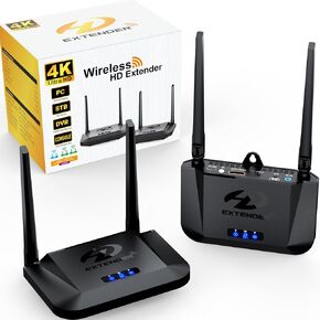 Wireless HDMI Transmitter and Receiver 4K 30HZ, 1000 FT, HDMI Loop-Out, IR Extend, Dual Cooling Systems, 9 Channels, 1 TX to 3 RXS, Streaming from STB, PC, DVD, CCTV to TV, Projector, Monitor