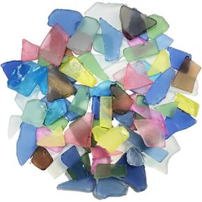 Crushed Sea Glass for Craft, 14Oz/400G Coastal Decor for Beach Wedding & Home, Frosted Flat Glass in Blue, White & Green