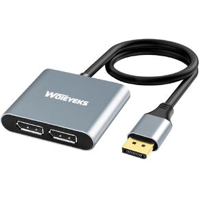 4K@60Hz Displayport to Dual Displayport Splitter Adapter for Dual Monitors,SST/MST DP hub 1 in 2 Out for Desktop, Laptop,Extend Display