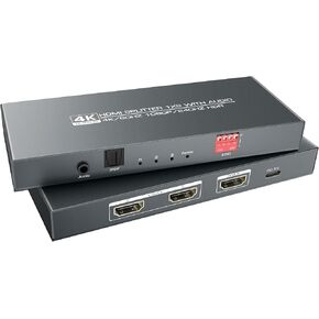 HDMI Splitter 1 in 2 Out 4K 60Hz with Audio Extractor Mirror Screen (Not for Extend Mode), HDMI Audio Splitter with 3.5mm & SPDIF Output,Support Dol-by Vision Atmos Downscaler, 2K@144Hz,1080P@240Hz