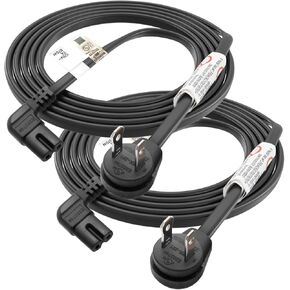 FIRMERST 2 Prong 12 feet Right Angle Power Cord 18AWG for TV, Switch, Printer, PS