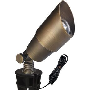 COLOER Die-cast Brass Landscape Spotlights Outdoor with 5W Aluminum Housing LED MR16 Bulb 2700K 450LM,12V AC/DC Low Voltage Lighting, Outdoor Directional Up Light, Spot Lights for Yard(102B,1 Pack)