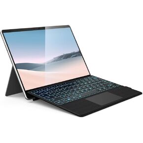 Surface Pro Keyboard, Wireless Type Cover for Microsoft Surface Pro 11/10/9/8/X, Ultra-Slim Portable Magnetic Bluetooth Keyboard with 7 Color Backlit, Pen Holder, Rechargeable Battery, Trackpad