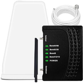 Cell Phone Booster for Home & Office,Up to 2,000 sq ft,Cell Phone Signal Booster with Band 66/25/2/4/5/12/13/17,Boost 5G 4G Data for All U.S. Carriers FCC Approved