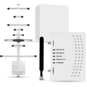Cell Phone Booster for Home & Multi-Room, Cell Phone Signal Booster with 2 Indoor Antennas for Band 66/2/4/5/12/17/13/25,Up to 6000 Sq.Ft,Boost 4G 5G LTE Data for All U.S. Carriers, FCC Approved