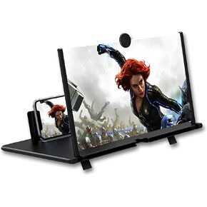 12" 3D HD Smartphone Screen Magnifier,Video Expandable, Foldable for Movies, Games,All Smartphones (Black)