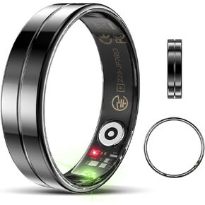 Upgrade Smart Health Ring for Women Men,Waterproof Fitness Ring, Fitness Tracker for Activity Monitoring,Sleep Tracker, No Subscription Fee, Smart Ring for iSO & Android (Black,10#)