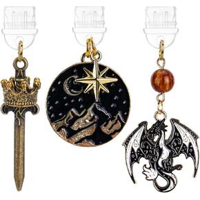 Dust Plug Charms for Kindle - 3 Pack Wyvern Dragon Star and Moon Dust Plug Compatible with Kindle, Mystical Aesthetic Pendants, Charging Port Cover for Phone Type C/USB C