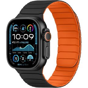 Tasikar Magnetic Bands Compatible with Apple Watch 49mm 46mm 45mm 44mm 42mm Soft Silicone Replacement Loop Wristband Compatible with iWatch Ultra SE Series10 9 8 7 6 5 4 3, Starlight-Grey