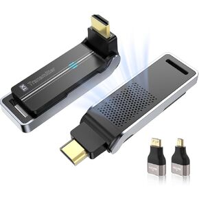 طقم جهاز إرسال ومستقبل HDMI اللاسلكي مع تبديد الحرارة ، واجهة 90 درجة قابلة للانحناء ، 2.4 جم/5G ، المكونات والتشغيل-دفق الفيديو والصوت من أجهزة الكمبيوتر المحمولة/مربعات التلفزيون/أجهزة العرض إلى الشاشات -100 قدم/30 مترًا
