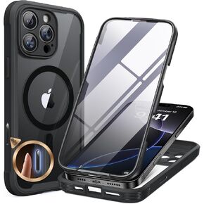 Miracase for iPhone 16 Pro Max Case 6.9'', [Bubble Free] Full-Body Bumper Phone case with Built-in Full Glass Screen &Lens Protector,Compatible with MagSafe,Drop Proof 16 Pro Max Cover,Blue