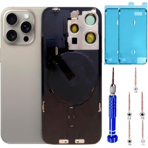 15 Pro Back Glass Replacement Kit with Plate & Flex Cable and All Parts, Blue Titanium, 6.1 Inch for iPhone 15Pro Back Cover Glass, with Repair Tools (Blue Titanium)