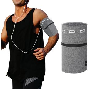 Grevosea Phone Holder for Running, 10.6-11.4 Inch Arm Circumference Phone Arm Bands Sports Armband for Running Cycling Fitness and Workouts Fits All Phones (Grey)