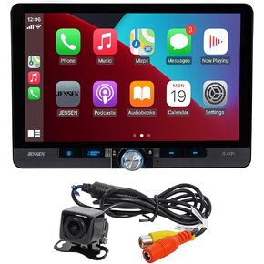 Jensen J1CA10FL-BUC 10.1-inch Certified Apple CarPlay Android Auto Wired or Wireless | Single DIN and Double DIN Touchscreen Car Stereo Radio | Bluetooth | USB Charge | Backup Camera Included