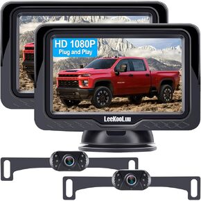 كاميرا احتياطية سهولة التثبيت للسيارة - قابس USB وتشغيله ، HD 1080p Camera Kit Kit ، مقاومة للماء ، رؤية ليلية للسيارات ، شاحنة ، سيارات الدفع الرباعي ، الشاحنة ، العربة