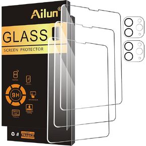 Ailun 2 Pack Screen Protector for iPad Pro 13 Inch 2024 7th Generation + 2 Pack Camera Lens Protector,Tempered Glass Anti-Scratch Case Friendly, Compatible with Face ID Apple Pencil[4 Pack]