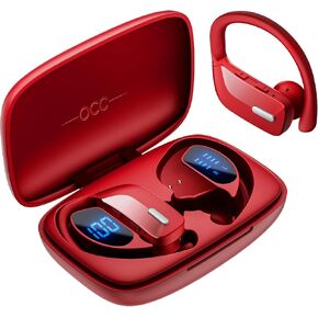 Wireless Earbuds with Earhooks 80Hrs Bluetooth Headphones Over-Ear ENC Noise Canceling Mic Earphones IP7 Waterproof Headset for Sports,Fitness,Workouts and Running Black