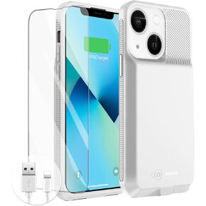 GIN FOXI Battery Case for iPhone 13/13 Pro/14/14 Pro, Ultra-Slim Charging Cases Real 7000mAh Rechargeable Anti-Fall Protection Extended Charger Cover for iPhone 13/13Pro/14/14 Pro,Black, 6.1"