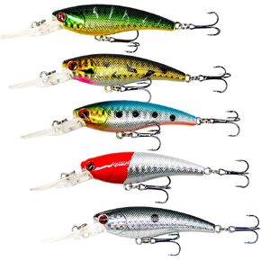GUANGWEI 5PCS Fishing Baits，Fishing Lures Kit for Trout Bass Salmon Walleye Pike，Bass Topwater Lures for Freshwater and Saltwater，The Best Bait Gift for Everyone!
