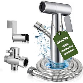 Premium Brushed Sink Faucet Handheld Bidet Sprayer for Toilet -Bidet Attachment Set for Warm & Cold Water with Dual Function, Perfect for Feminine Hygiene, Cloth Diaper,Bathroom Toilet Cleaning,etc