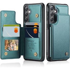 بالنسبة إلى Samsung Galaxy S24 Plus Wallet مع حامل البطاقة ، مع حجب فتحات بطاقة RFID PU CARTHAND CATTAND للرجال ، والمشابك المغناطيسي المزدوج ، وغطاء متين للصدمات ، والأرجواني ، والأرجواني