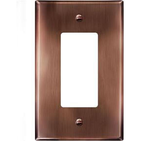 LIDER Decorator Switch or Receptacle Metal Wall Plate, Stainless Steel Outlet Cover, Corrosion Resistant, Mid-Size 2-Gang 4.88" x 4.92", 201 Stainless Steel, LMWP-32M-BB, Brushed Brass