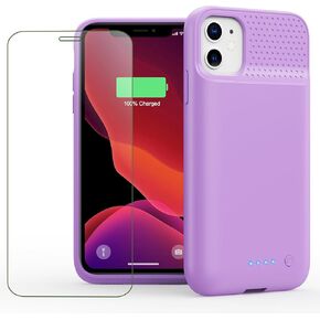 Feob Battery Case for iPhone 11/XR,[2025 Upgraded] 7500mAh Ultra-Slim Portable Extended Charger Case Cover for iPhone 11/XR Charging Case (6.1 Inch)-Black