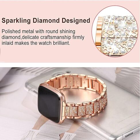 Compatible with EGQINR Smartwatch Bands, Lamshaw 18mm, 20mm, 22mm Women Jewelry Bling Diamond Metal Dressy Adjustable Replacement Strap Compatible for EGQINR H31, H38, H52, T90, T32, P103, Watch HT, HT12, P88, T42 in Kuwait