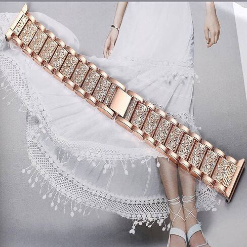 Compatible with EGQINR Smartwatch Bands, Lamshaw 18mm, 20mm, 22mm Women Jewelry Bling Diamond Metal Dressy Adjustable Replacement Strap Compatible for EGQINR H31, H38, H52, T90, T32, P103, Watch HT, HT12, P88, T42 in Kuwait