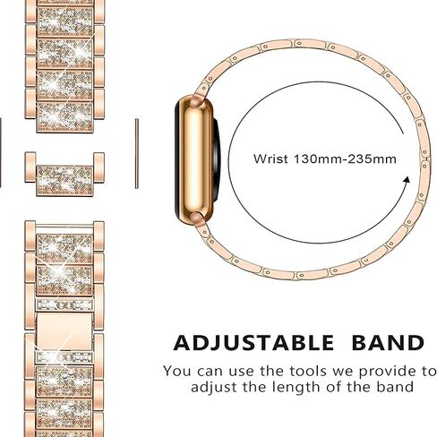 Compatible with EGQINR Smartwatch Bands, Lamshaw 18mm, 20mm, 22mm Women Jewelry Bling Diamond Metal Dressy Adjustable Replacement Strap Compatible for EGQINR H31, H38, H52, T90, T32, P103, Watch HT, HT12, P88, T42 in Kuwait