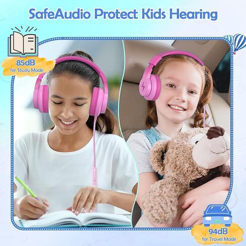 Kids Headphones, Wired Headphones for Kids Over Ear with Microphone, 85/94dB Volume Limiter Headphone for Girls Boys, Foldable Headphone for Learning & Entertainment,Gradient Purple in Saudi Arabia