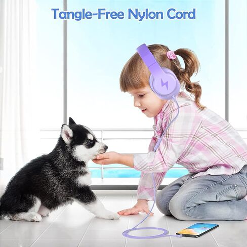 Kids Headphones, Wired Headphones for Kids Over Ear with Microphone, 85/94dB Volume Limiter Headphone for Girls Boys, Foldable Headphone for Learning & Entertainment,Gradient Purple in Saudi Arabia