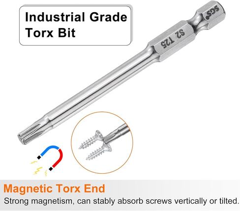 HARFINGTON 2pcs T20 Torx Bit 1/4" Hex Shank 3" Long S2 Steel Magnetic Tamper Resistant Star Bits Torx Head with Hole Industrial Grade for Driver Drill Bits Remove Fastening Screws in Saudi Arabia