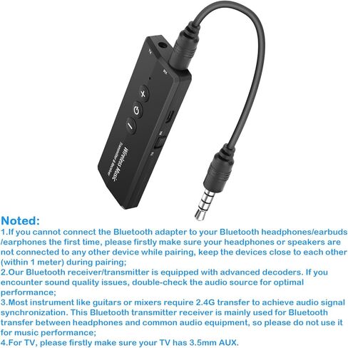 Upgraded Bluetooth 5.3 Transmitter 3-in-1, Portable Wireless Rechargeable Transceiver Adapter for TV PC, Stereo Audio Receiver for Car Speaker System in Kuwait