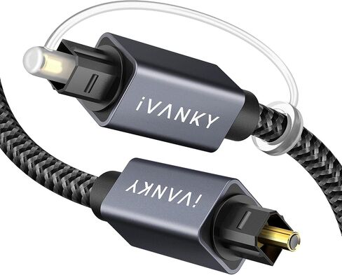كابل الصوت البصري Ivanky 10ft/3M كبل بصري رقمي طويل لخبر الصوت ، S/PDIF Toslink الألياف البصرية [موصلات مضفر ، مطلية بالذهب ، مصنفة CL3] للتلفزيون ، السينما المنزلية ، Xbox/PS4 ، Sonos in Kuwait