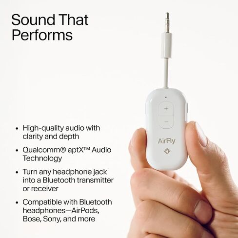 AirFly Pro 2 – Bluetooth Adapter for Airplane, Pair 2 AirPods or Wireless Headphones – 3.5mm AUX Bluetooth Transmitter and Receiver for Cars, Boats, Treadmills, TVs & More – Airplane Travel Essentials in Saudi Arabia