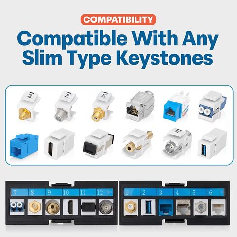 لوحة تصحيح Keystone Port 24 Port 24 (حزمة واحدة) - لوحات قابلة للإزالة 6 شركات للمنفذ - استخدم مع شواهد مفاتيح ملف تعريف ضئيلة فقط (قد لا تتناسب الرافعات الأوسع جنبًا إلى جنب) - مع شريط كبل خلفي قابل للتعديل in Kuwait