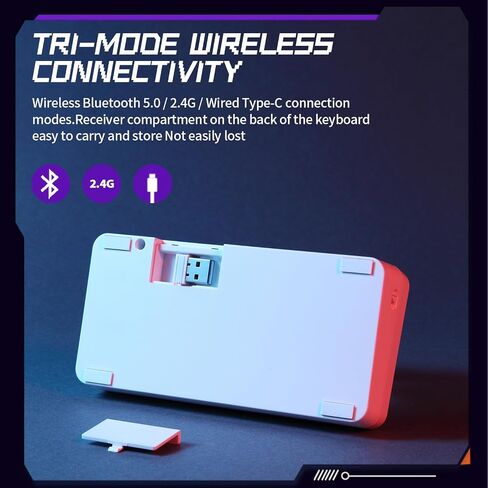 Darmoshark K3 Pro Three Mode 2.4g/BT5.0/USB-C اللاسلكي الرقم الميكانيكي للرقم الميكانيكي 19 مفتاح لوحة المفاتيح لوحة مفاتيح RGB Backlight Game. in Kuwait