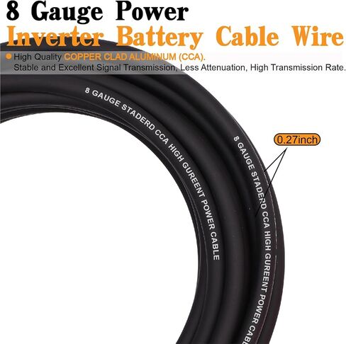 8 Gauge Wire Copper Clad Aluminium CCA 50ft Black/Red مع 8Ga Lugs ، حامل الصمامات 60A وأنبوب تقلص الحرارة - كابل طاقة/أرضية ، مكبر صوت صوت ، RV Trailer AMP الأسلاك in Kuwait