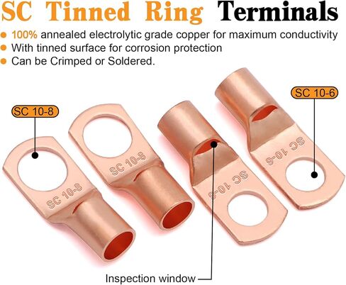 8 Gauge Wire Copper Clad Aluminium CCA 50ft Black/Red مع 8Ga Lugs ، حامل الصمامات 60A وأنبوب تقلص الحرارة - كابل طاقة/أرضية ، مكبر صوت صوت ، RV Trailer AMP الأسلاك in Kuwait