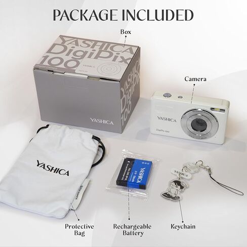 Yashica Digipix 100 Digital Camera - FHD 1080p point و shoot مع Zoom 16x ، يدعم بطاقات Micro SD - Silver in Kuwait