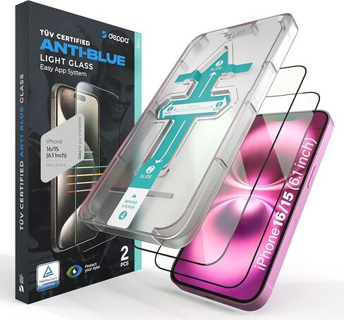 ديبا | 2 حزمة | واقي شاشة الضوء المضاد لـ iPhone 14 Pro Max (6.7 ') | الزجاج المقاوم للخدش | 3D حافة إلى تغطية الحافة | طقم التثبيت السهل | Safeguard Tüv معتمد in Kuwait