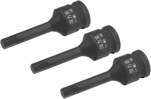 TOP-VIGOR 3Pcs Impact Hex Bit Socket, 3/8" Drive x H5 (5mm) Allen Key Socket, Premium CR-MO Steel Bits, Hex Bit with 60mm Length for Torque Wrench, Ratchet Wrench, Impact Power Drills in Saudi Arabia