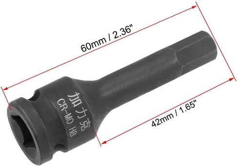 TOP-VIGOR 3Pcs Impact Hex Bit Socket, 3/8" Drive x H5 (5mm) Allen Key Socket, Premium CR-MO Steel Bits, Hex Bit with 60mm Length for Torque Wrench, Ratchet Wrench, Impact Power Drills in Kuwait