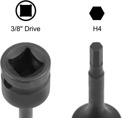 TOP-VIGOR 3Pcs Impact Hex Bit Socket, 3/8" Drive x H5 (5mm) Allen Key Socket, Premium CR-MO Steel Bits, Hex Bit with 60mm Length for Torque Wrench, Ratchet Wrench, Impact Power Drills in Saudi Arabia