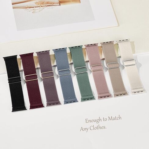 8 Pack Stretchy Solo Loop Band Compatible with Apple Watch Bands for Women Men 40mm 38mm 41mm 42mm 44mm 45mm 46mm 49mm, Nylon Braided Elastic Strap for iWatch Series 10 9 8 7 6 SE 5 4 3 Ultra Ultra 2 in Saudi Arabia