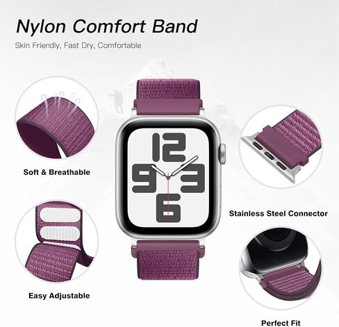 6 Pack Nylon Sport Loop Band Compatible with Apple Watch Band 38mm 40mm 41mm 42mm 44mm 45mm 46mm 49mm Women Men, Soft Adjustable Braided Replacement Straps for iWatch Series 10 9 8 7 6 5 4 3 2 1 SE Ultra in Saudi Arabia