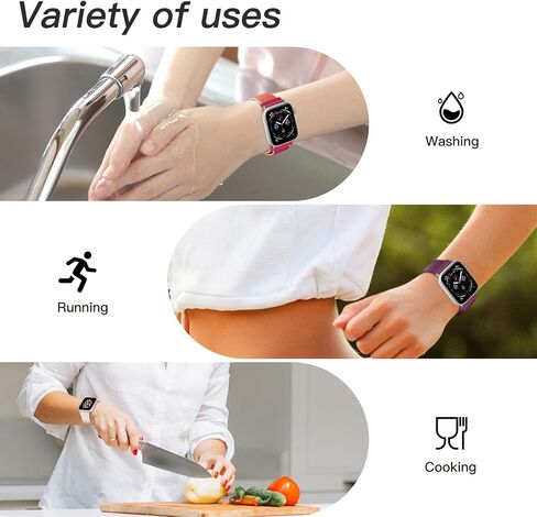6 Pack Nylon Sport Loop Band Compatible with Apple Watch Band 38mm 40mm 41mm 42mm 44mm 45mm 46mm 49mm Women Men, Soft Adjustable Braided Replacement Straps for iWatch Series 10 9 8 7 6 5 4 3 2 1 SE Ultra in Saudi Arabia