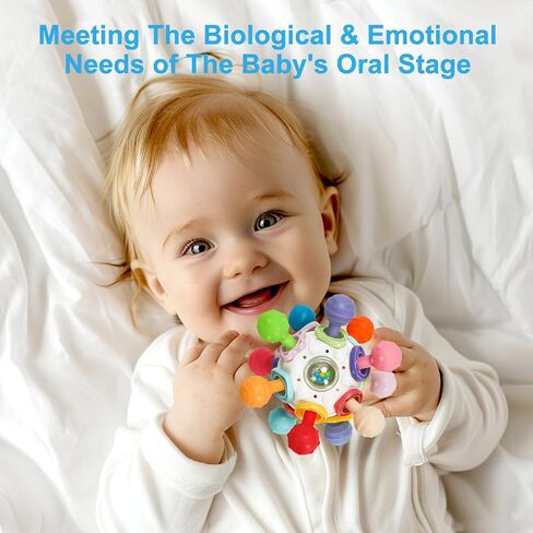 Baby Montessori Teething Toys for 0-6 6-12 Months, Food Grade Teether Sensory Toys for Babies 0 3 6 9 12 Months, Infant Newborn Developmental Learning Rattle Toys Gifts for Baby Boys Girls in Saudi Arabia